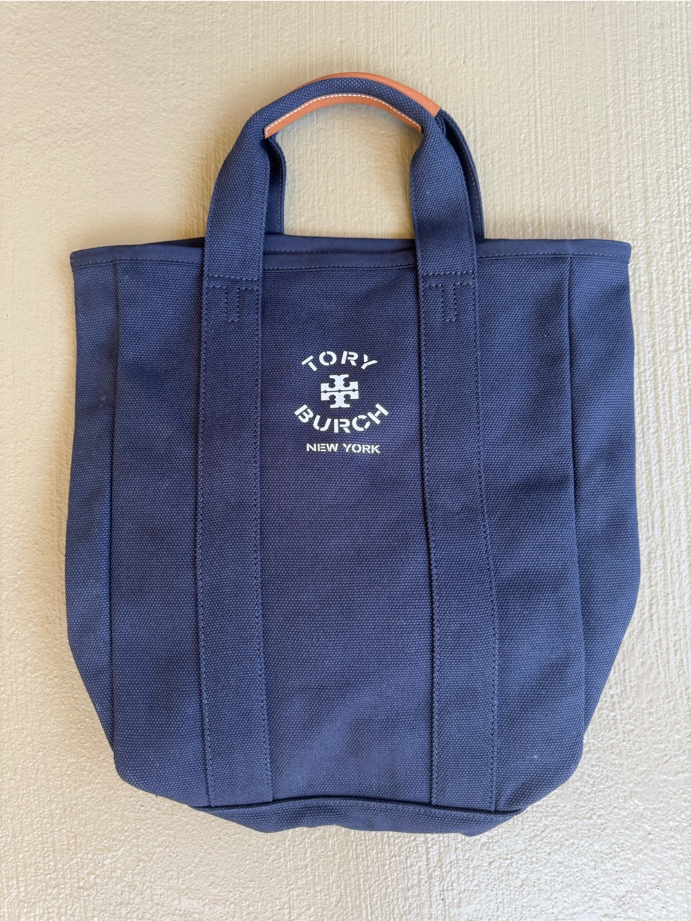Tory Burch Navy Canvas Tote with Logo